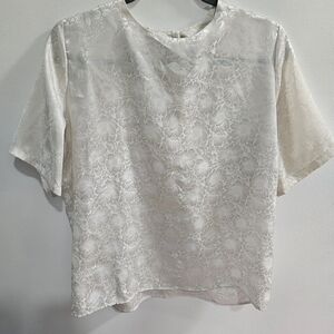 VINTAGE ship n shore bridal floral silk style blouse size 12